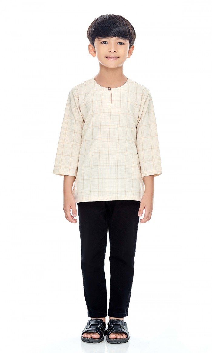 Nasser Kurta Kids in Honey Beige