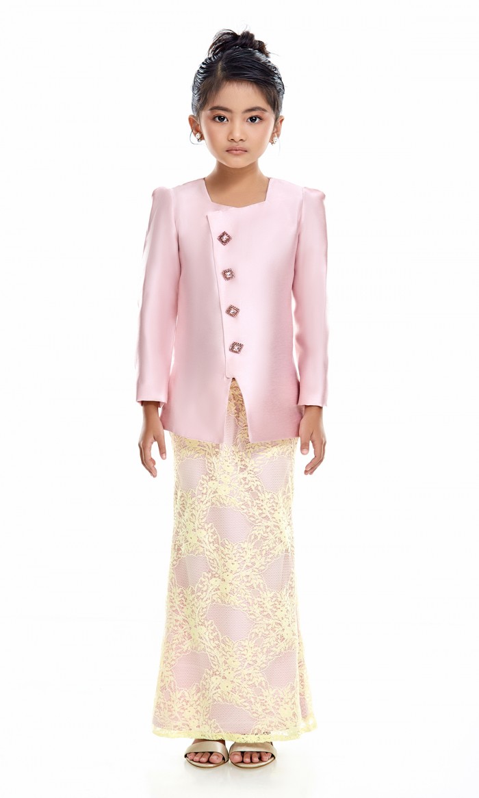 Nikita Kurung Kids in Pink Lace