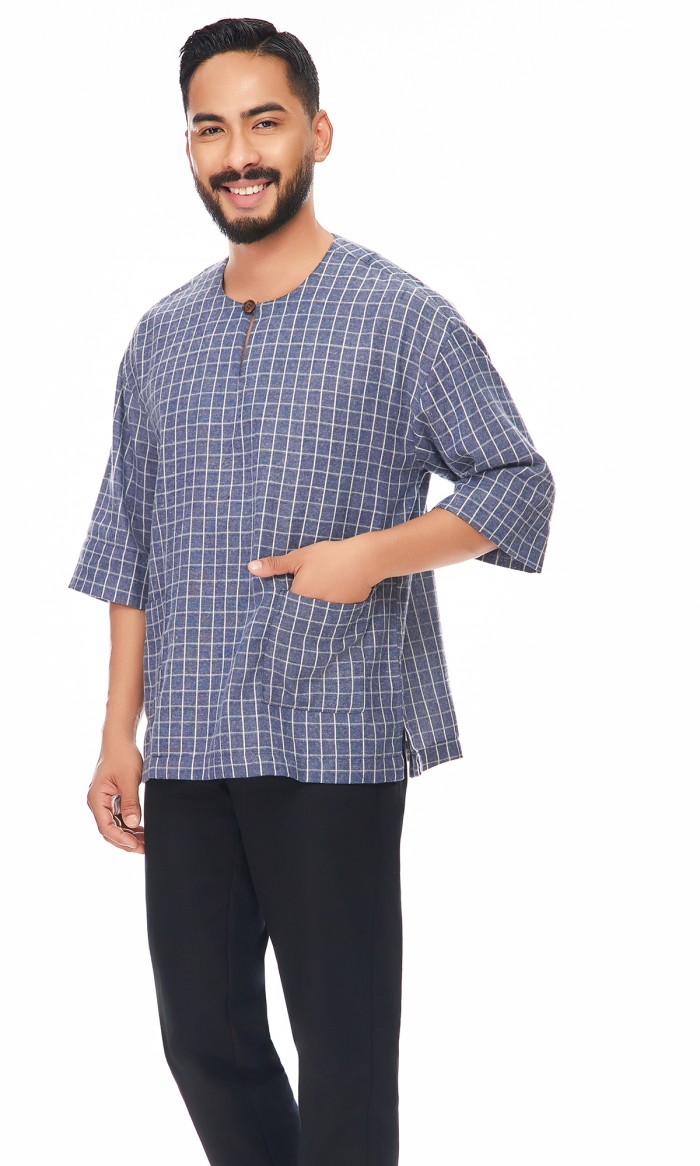 Nuh Kurta in Denim Blue