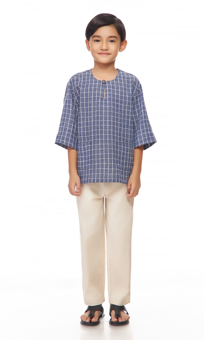 Nuh Kurta Kids in Denim Blue