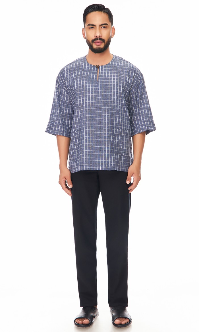 Nuh Kurta in Denim Blue