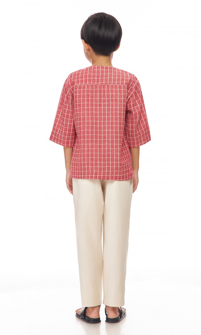 Nuh Kurta Kids in Tomato Red