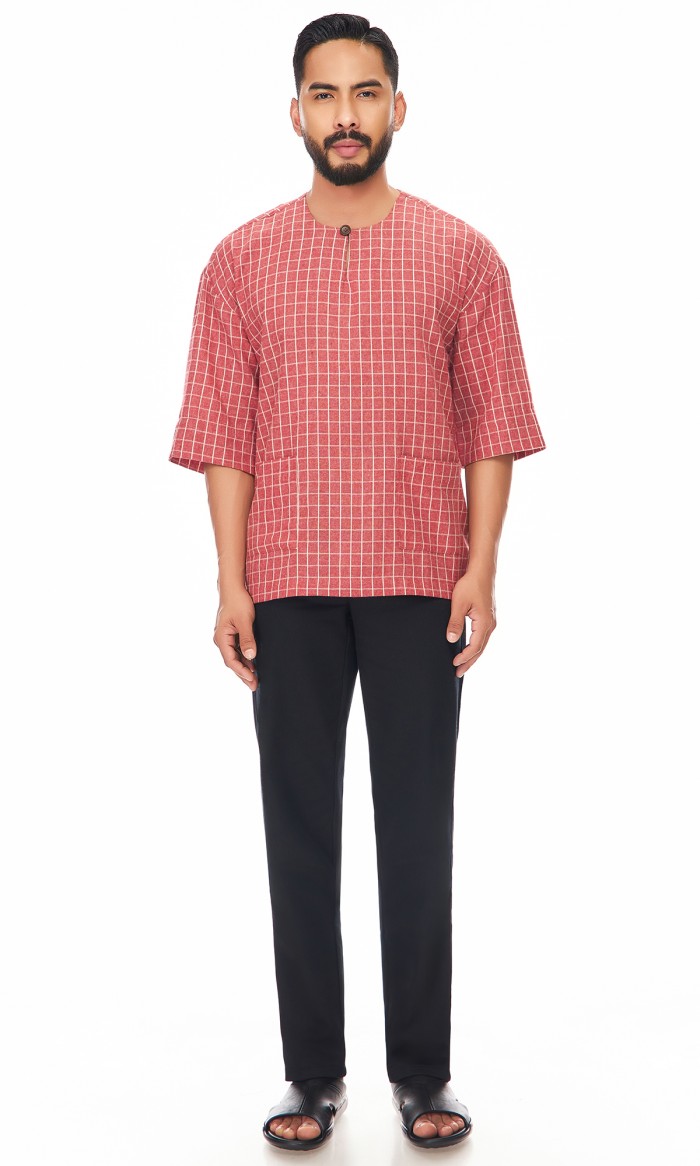 Nuh Kurta in Tomato Red