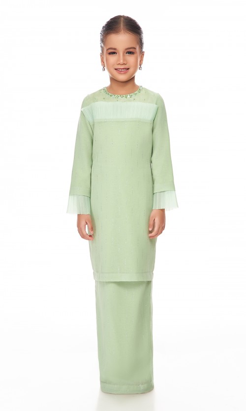Odessa Kurung Kids in Mint Green