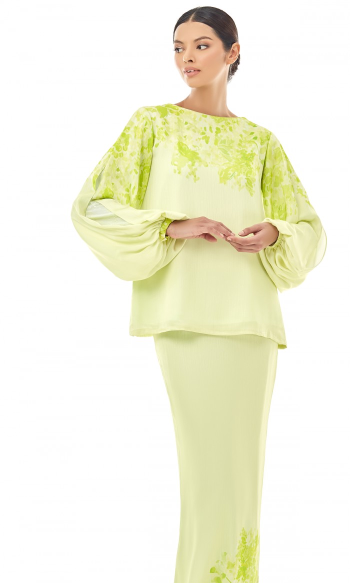 Sireena Kurung in Lime Green