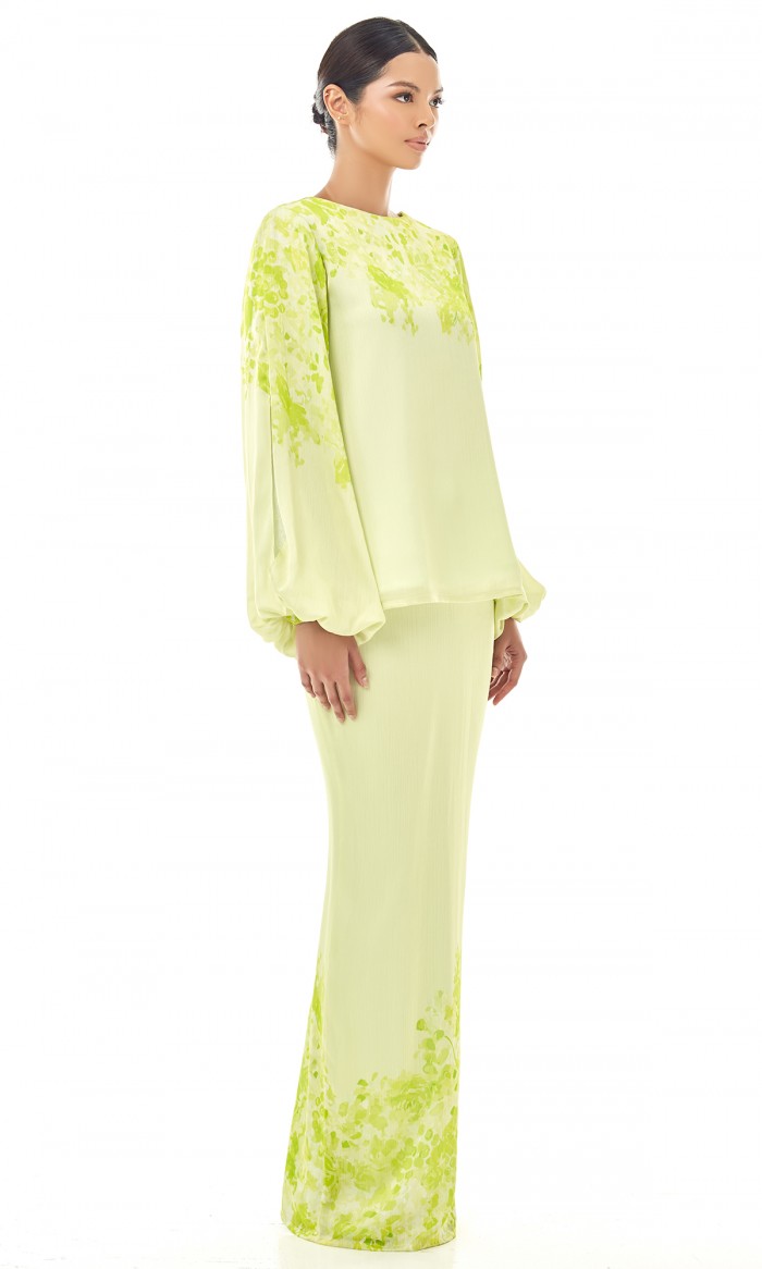 Sireena Kurung in Lime Green