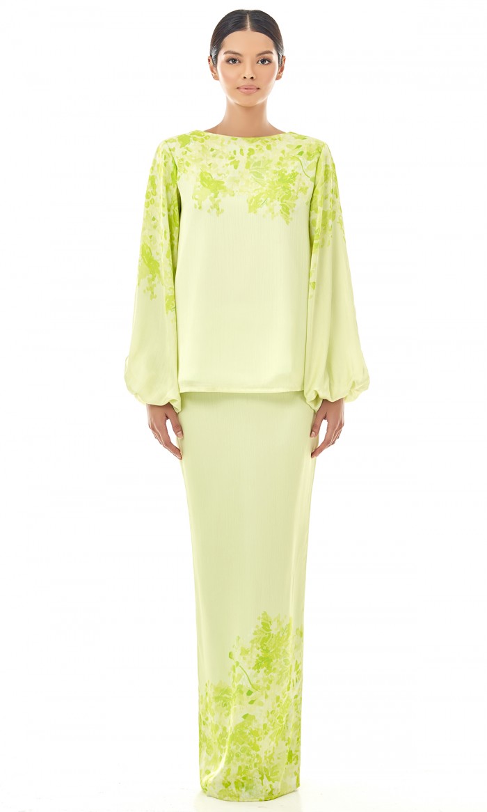 Sireena Kurung in Lime Green