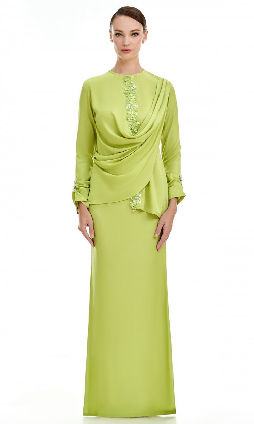 Salome Kurung in Lime Green