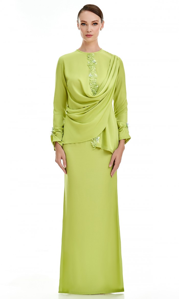 Salome Kurung in Lime Green