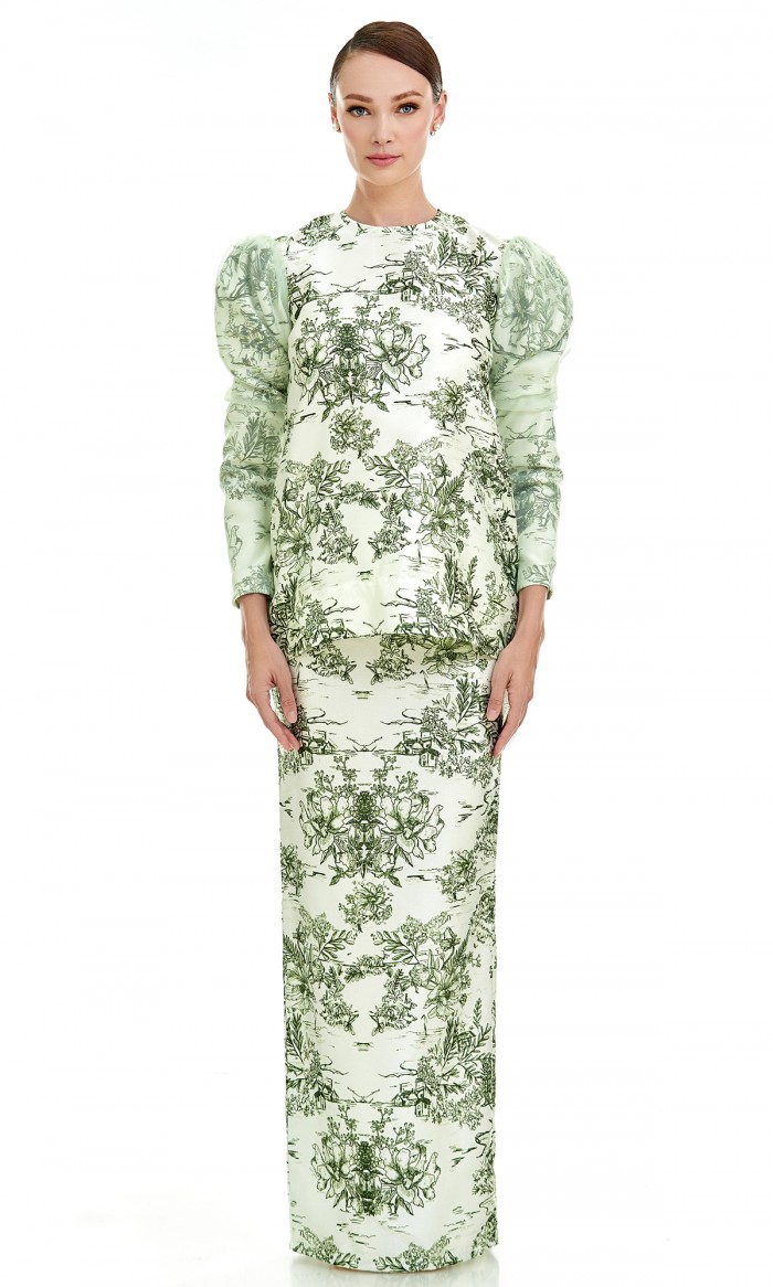 Soraiya Kurung in Forest Green