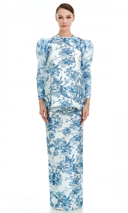 Soraiya Kurung in Forest Blue