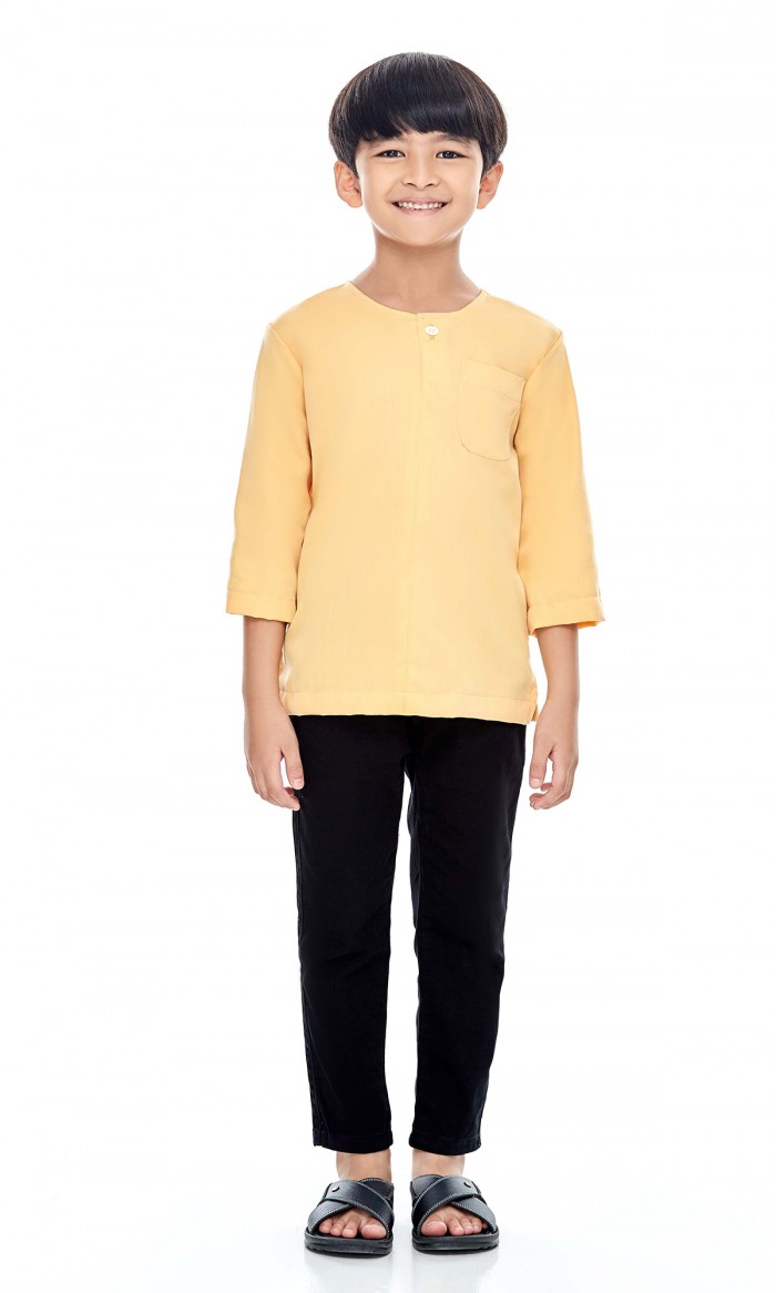 Ziyad Kurta Kids in Saffron Yellow