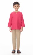 Nadhim Kurta Kids in Fardago Pink