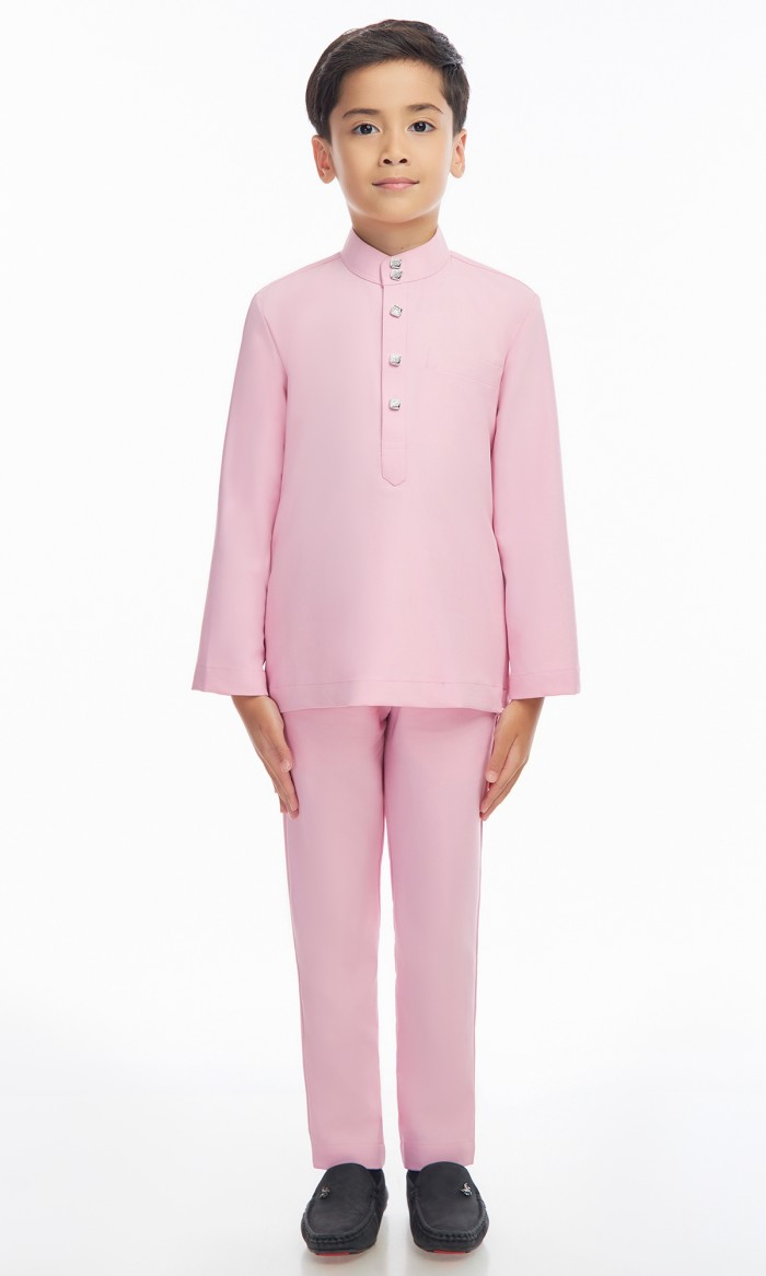 Harraz Baju Melayu Kids in Pastel Pink