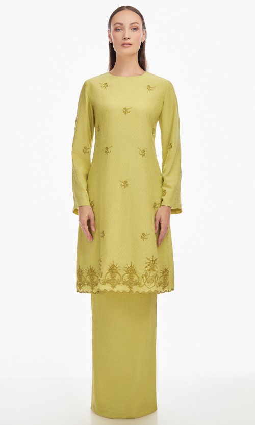Delaney Kurung in Chartreuse Green