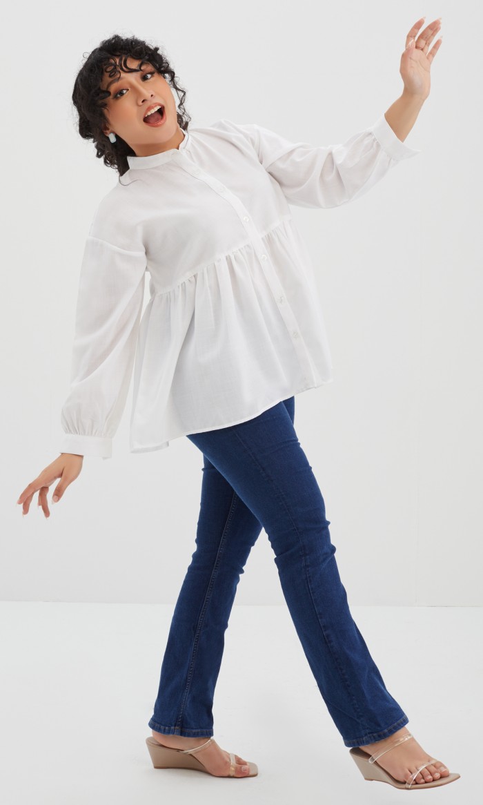Mabel Top Blouse in Daisy White